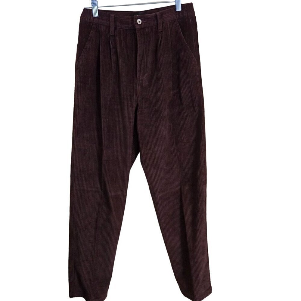J. Peterman 6 Whale Chocolate Brown Wide Whale Pleated Front Pants Size 4